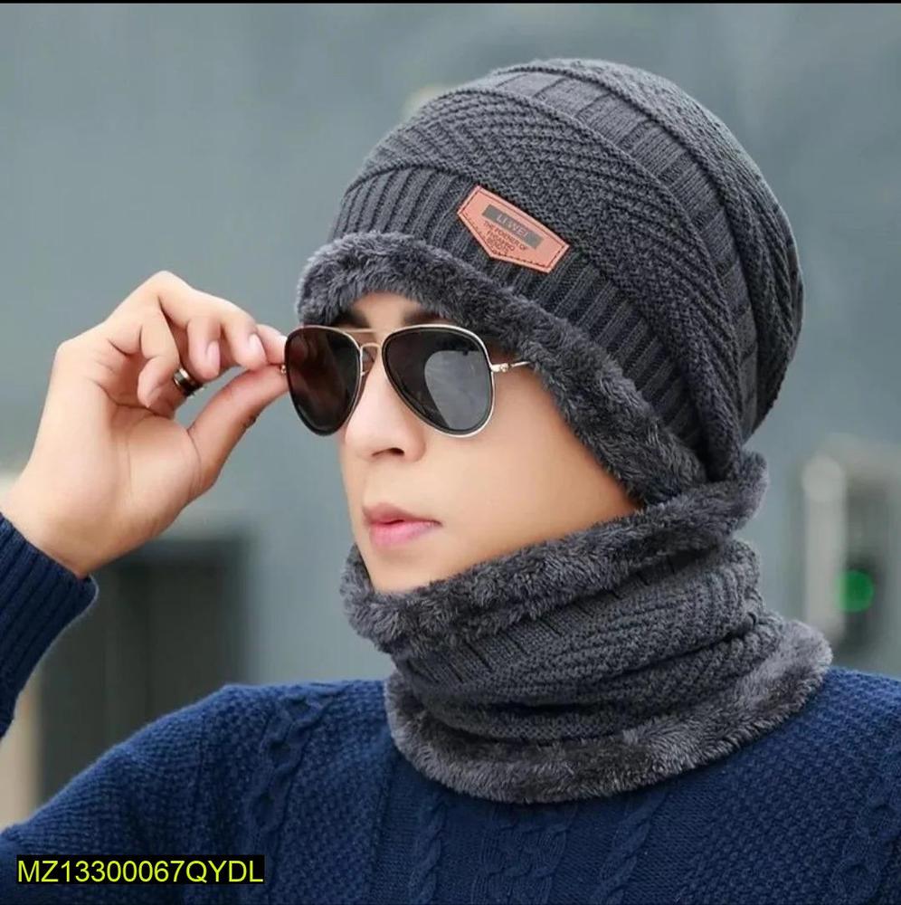 Arctic Shield Winter Knit Beanie & Plush Neck Gaiter Set with Polarized Aviator Style Protection