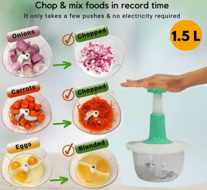 🥗 1.5L Multi-Function Hand Food Chopper – Powerful Manual Vegetable Cutter & Mixer